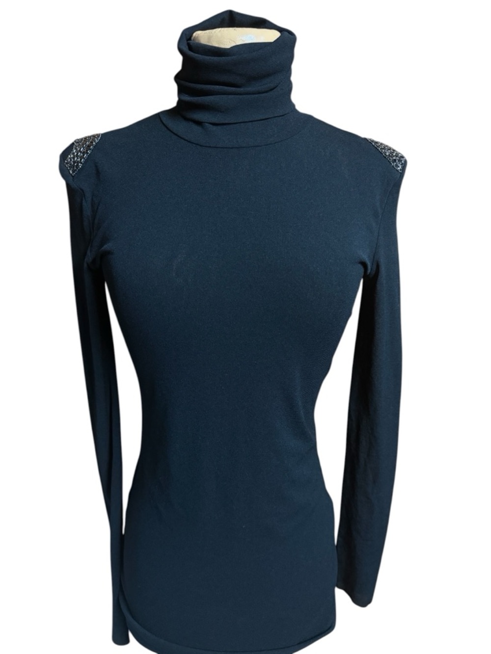 Viscap, Rare! Mesh Turtleneck Metal chain Details on Shoulders